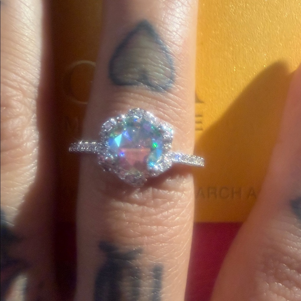 Moissanite Fantasy Blue Ring - Picture 6 of 6